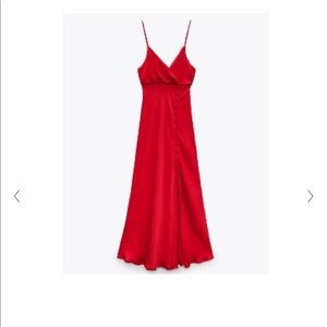 Zara red satin dress